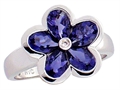 Tommaso Design™ Pear Shape Genuine Iolite Flower Ring