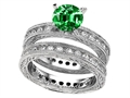 Original Star K™ 7mm Round Simulated Emerald Eternity Wedding Set