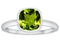 Tommaso Design™ 7mm Cushion Cut Genuine Peridot Engagement Solitaire Ring
