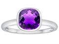 Tommaso Design™ 7mm Cushion Cut Genuine Amethyst Engagement Solitaire Ring