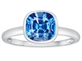 Tommaso Design™ 7mm Cushion Cut Genuine Blue Topaz Engagement Solitaire Ring