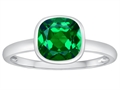 Tommaso Design™ 7mm Cushion Cut Simulated Emerald Engagement Solitaire Ring