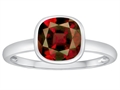 Tommaso Design™ 7mm Cushion Cut Genuine Garnet Engagement Solitaire Ring