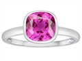 Tommaso Design™ 7mm Cushion Cut Created Pink Sapphire Engagement Solitaire Ring