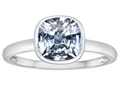 Tommaso Design™ 7mm Cushion Cut Genuine White Topaz Engagement Solitaire Ring