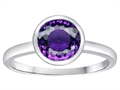 Tommaso Design™ 7mm Round Genuine Amethyst Engagement Solitaire Ring