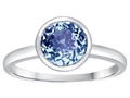 Tommaso Design™ 7mm Round Simulated Aquamarine Engagement Solitaire Ring