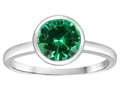 Tommaso Design™ 7mm Round Simulated Emerald Engagement Solitaire Ring