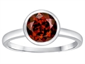 Tommaso Design™ 7mm Round Genuine Garnet Engagement Solitaire Ring
