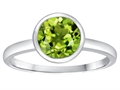 Tommaso Design™ 7mm Round Genuine Peridot Engagement Solitaire Ring