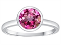 Tommaso Design™ 7mm Round Created Pink Sapphire Engagement Solitaire Ring