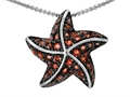 Original Star K™ Starfish Pendant With Round Simulated Orange Mexican Fire Opal