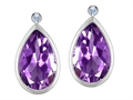 Original Star K™ Pear Shape Genuine Amethyst Earring Studs With High Post On Back