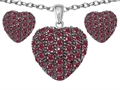 Original Star K™ Created Ruby Puffed Heart Love Pendant Box Set with matching earrings