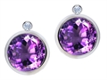 Original Star K™ Round Genuine Amethyst Earring Studs With High Post On Back