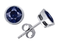 Original Star K™ Classic Round 5mm Genuine Sapphire Bezel Set Earring Studs