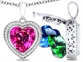 Switch-It Gems™ Heart Shape 10mm Simulated Pink Tourmaline Pendant with 12 Interchangeable Simulated Birthstones