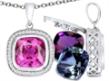 Switch-It Gems™ Cushion Cut 10mm Simulated Pink Tourmaline Pendant with 12 Interchangeable Simulated Birthstones