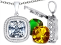 Switch-It Gems™ Cushion Cut 12mm Simulated Diamond Pendant with 12 Interchangeable Simulated Birthstones
