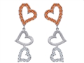 Original Star K™ Dangling Heart with Simulated Orange Mexican Fire Opal Heart Earrings