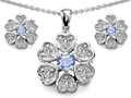 Original Star K™ Simulated Aquamarine Flower Pendant Box Set With Matching Earrings