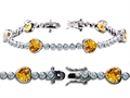 Original Star K™ High End Tennis Bracelet With 6pcs 7mm Heart Genuine Citrine