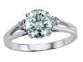 Tommaso Design™ Genuine Aquamarine Round 7mm and Diamonds Ring