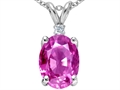 Tommaso Design™ Large Oval Created Pink Sapphire and Genuine Diamond Pendant