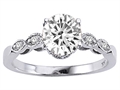 Tommaso Design™ Round 7mm Genuine White Topaz and Diamonds Solitaire Engagement Ring