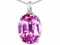 Tommaso Design™ Oval 12x10mm Simulated Pink Tourmaline and Diamond Pendant