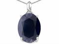 Tommaso Design™ Oval 12x10mm Genuine Black Sapphire and Diamond Pendant