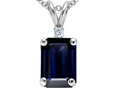 Tommaso Design™ Emerald Cut Genuine Sapphire and Diamond Pendant