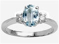 Tommaso Design™ 8x6mm Oval Genuine Aquamarine and Diamond Engagement Ring