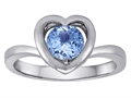 Original Star K™ Heart Engagement Promise of Love Ring with 7mm Round Simulated Aquamarine