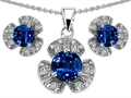 Original Star K™ Created Sapphire Flower Pendant Box Set With Matching Earrings