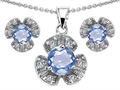 Original Star K™ Simulated Aquamarine Flower Pendant Box Set With Matching Earrings