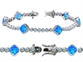 Original Star K™ High End Tennis Bracelet With 6pcs 7mm Cushion Cut Created Blue Opal
