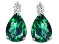 Tommaso Design™ 8x6mm Pear Shape Simulated Emerald And Genuine Diamond Drops Earring