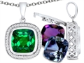 Switch-It Gems™ Interchangeable Simulated Emerald Pendant Set with 12 Cushion Cut 10mm Birthstones Included