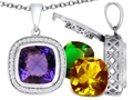 Switch-It Gems™ Interchangeable Simulated Alexandrite Pendant Set with 12 Cushion Cut 12mm Birthstones Included