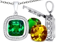 Switch-It Gems™ Interchangeable Simulated Emerald Pendant Set with 12 Cushion Cut 12mm Birthstones Included