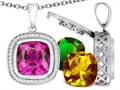 Switch-It Gems™ Interchangeable Simulated Pink Tourmaline Pendant Set with 12 Cushion Cut 12mm Birthstones Included
