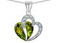 Original Star K™ Large 12mm Simulated Green Tourmaline Heart Pendant with Sterling Silver Chain