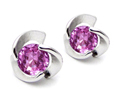 Original Star K™ Round Created Pink Sapphire Flower Earring Studs