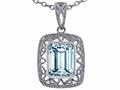 Tommaso Design™ Emerald Cut Simulated Aquamarine Pendant