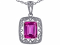 Tommaso Design™ Emerald Cut Created Pink Sapphire Pendant