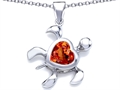 Original Star K™ Large 10mm Heart Shape Simulated Orange Mexican Fire Opal Sea Turtle Pendant