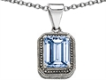 Original Star K™ Bali Style Emerald Cut 10x8mm Simulated Aquamarine Pendant