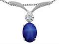 Tommaso Design™ Oval 8x6mm Created Star Sapphire and Genuine Diamond Pendant