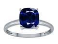 Tommaso Design™ Created Sapphire 7mm Cushion Cut Solitaire Engagement Ring